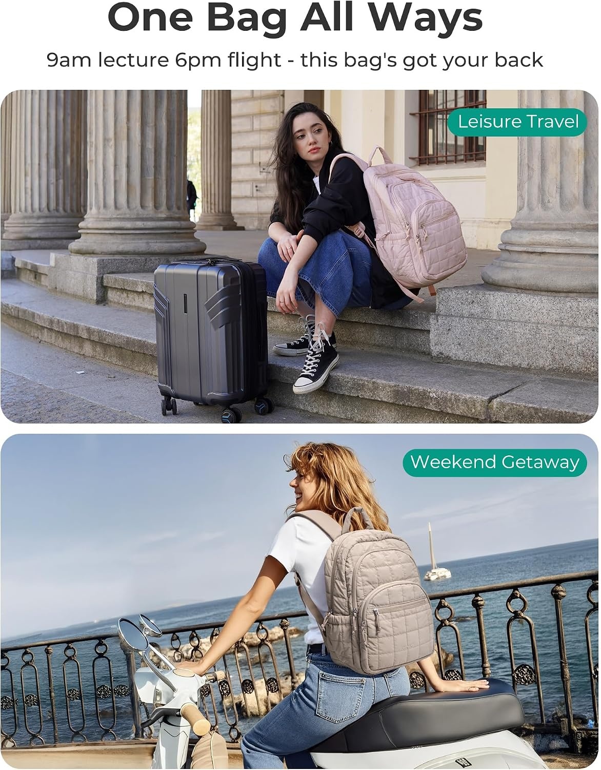 image:imageBAGSMART Travel Backpack for Women 156 College Laptop Backpack BlackCamel