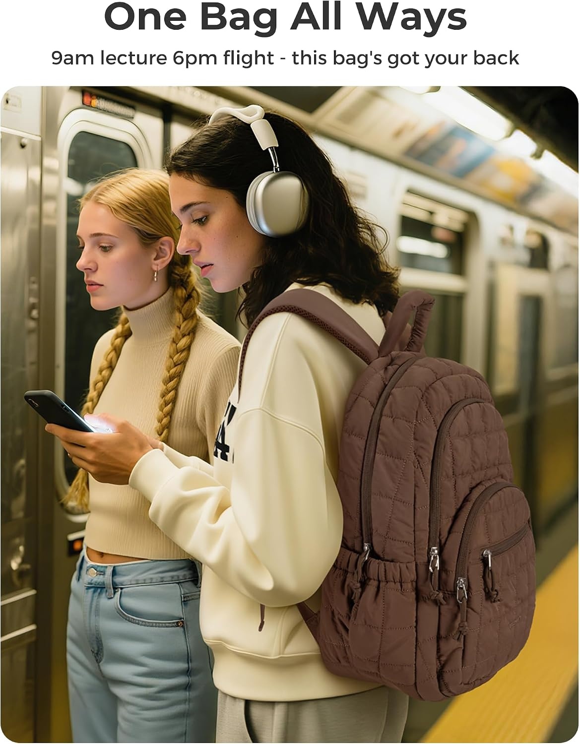 image:imageBAGSMART Travel Backpack for Women 156 College Laptop Backpack BlackChocolate