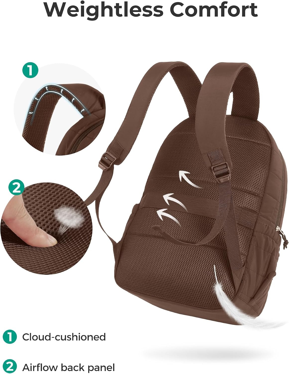 image:imageBAGSMART Travel Backpack for Women 156 College Laptop Backpack BlackChocolate
