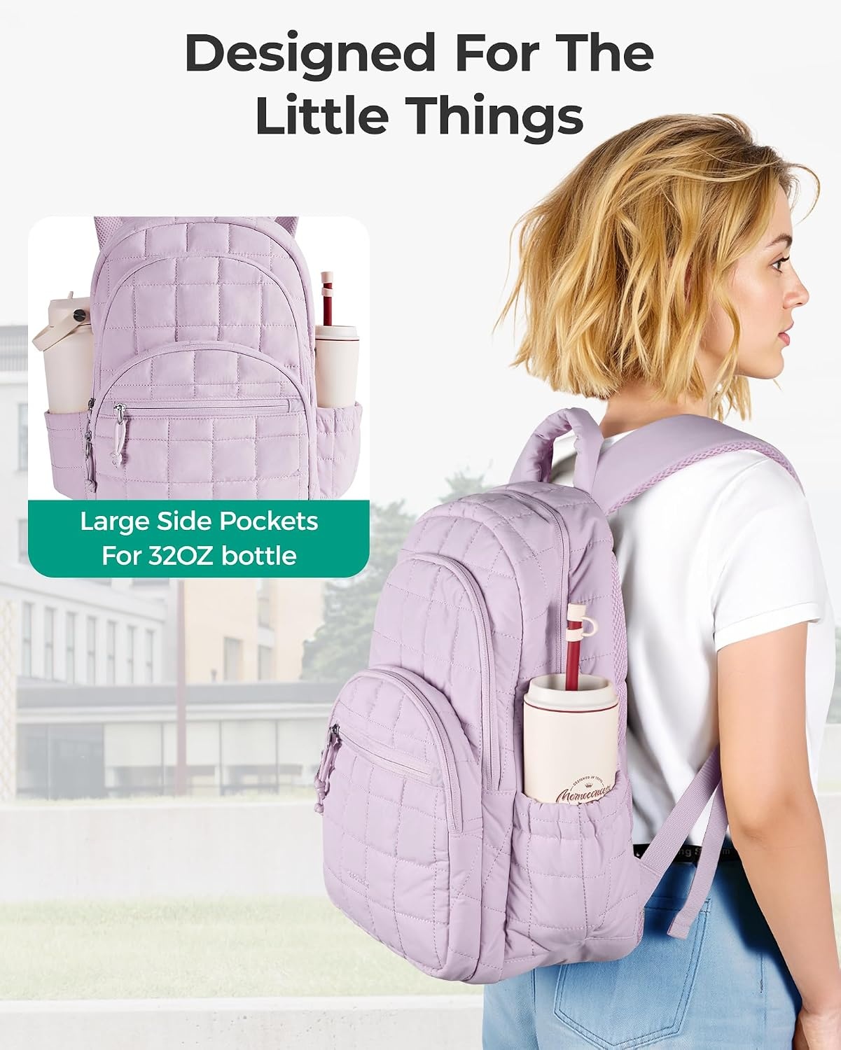 image:imageBAGSMART Travel Backpack for Women 156 College Laptop Backpack BlackLavender