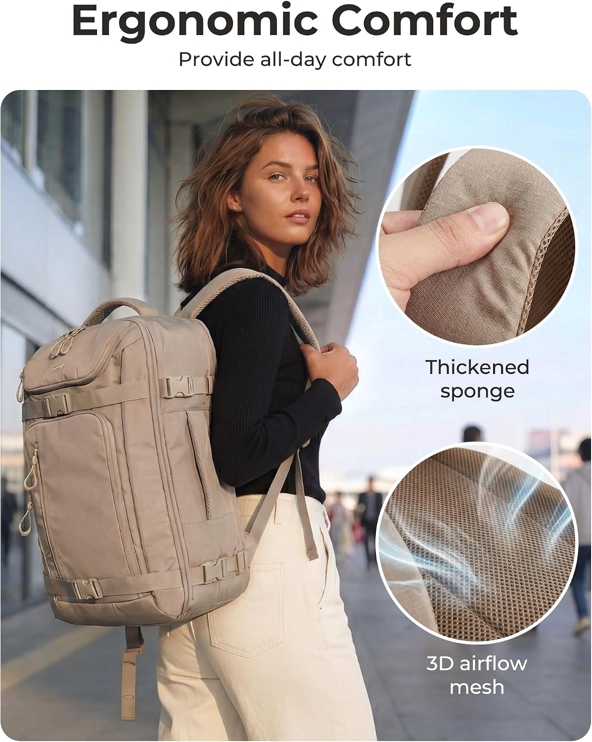 image:imageBAGSMART Travel Backpack for Women amp Men 17Inch Laptop Carry on BackpackOlive Green