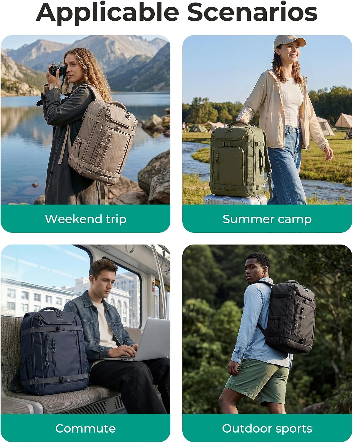 image:imageBAGSMART Travel Backpack for Women amp Men 17Inch Laptop Carry on BackpackOlive Green