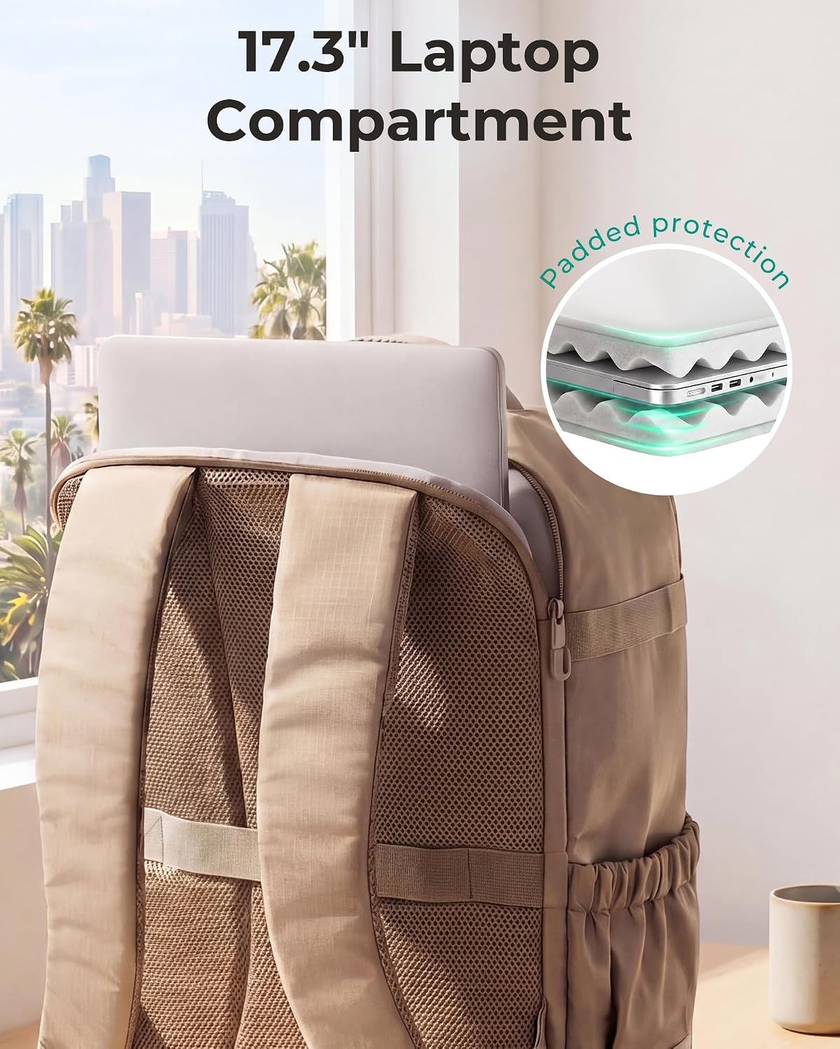 image:imageBAGSMART Travel Backpack for Women amp Men 17Inch Laptop Carry on BackpackOlive Green
