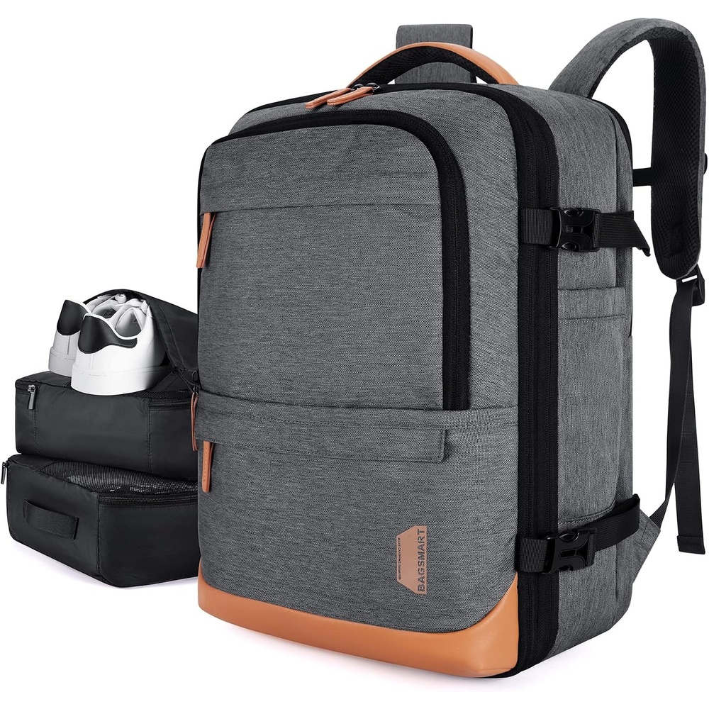 image:imageBAGSMART 37L Expandable Travel Backpack Compression Carry On DaypackGrey
