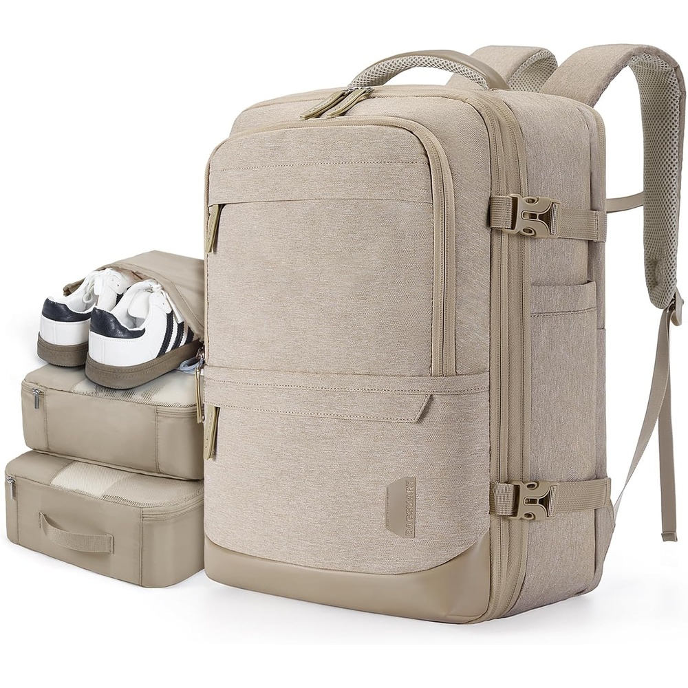 image:imageBAGSMART 37L Expandable Travel Backpack Compression Carry On DaypackKhaki