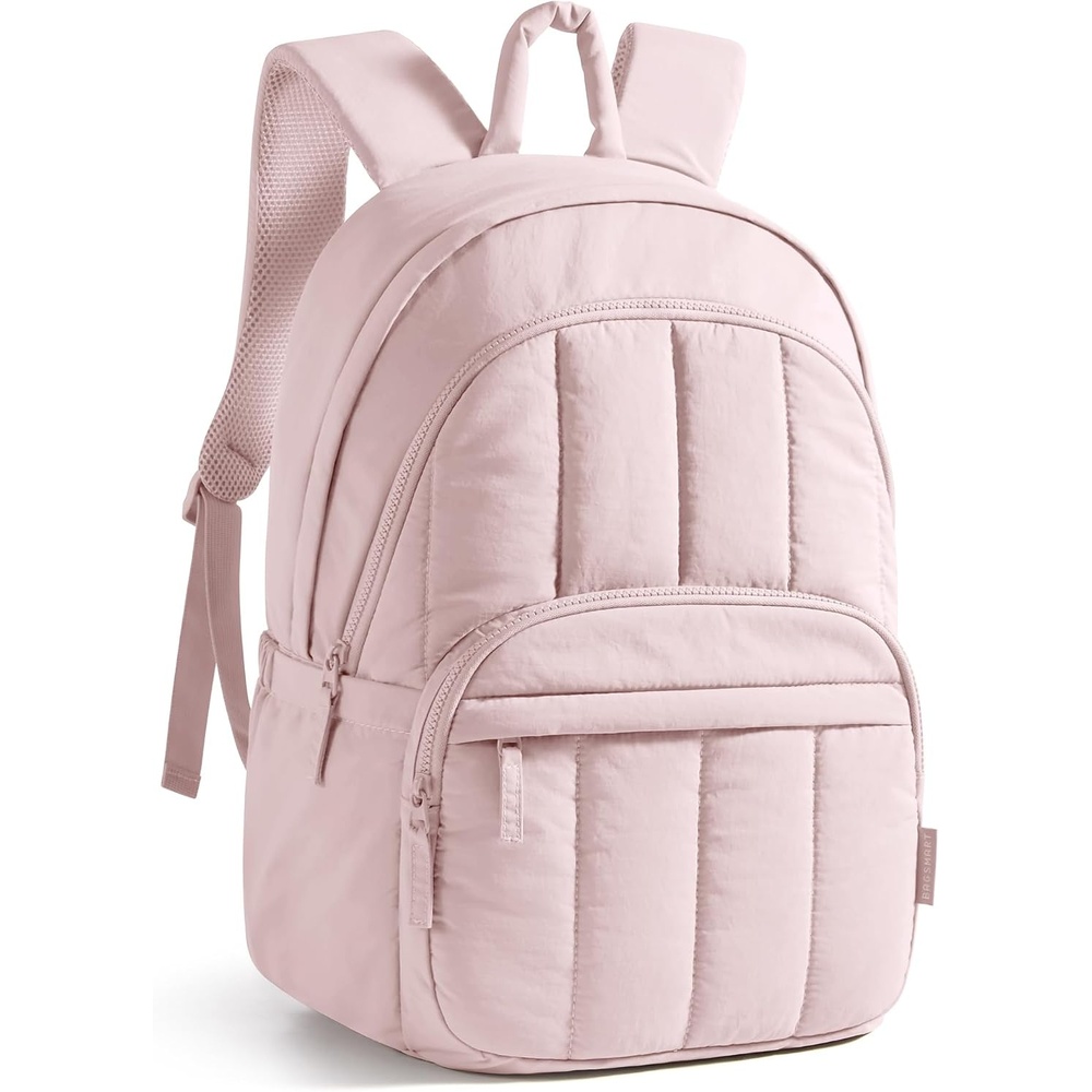 image:imageBAGSMART College Laptop BackpackCute Travel Backpack for WomenQuilted Computer Bookbag05soft Pink