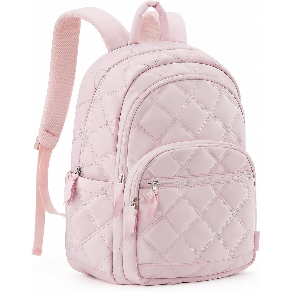 image:imageBAGSMART College Laptop BackpackCute Travel Backpack for WomenQuilted Computer Bookbag06soft Pink