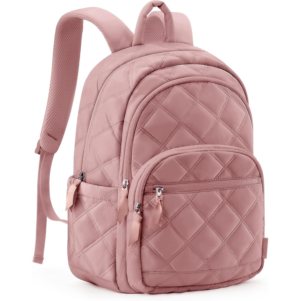 image:imageBAGSMART College Laptop BackpackCute Travel Backpack for WomenQuilted Computer Bookbag12dark Pink