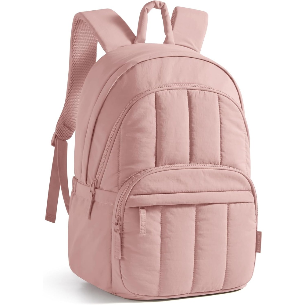 image:imageBAGSMART College Laptop BackpackCute Travel Backpack for WomenQuilted Computer Bookbag13pink