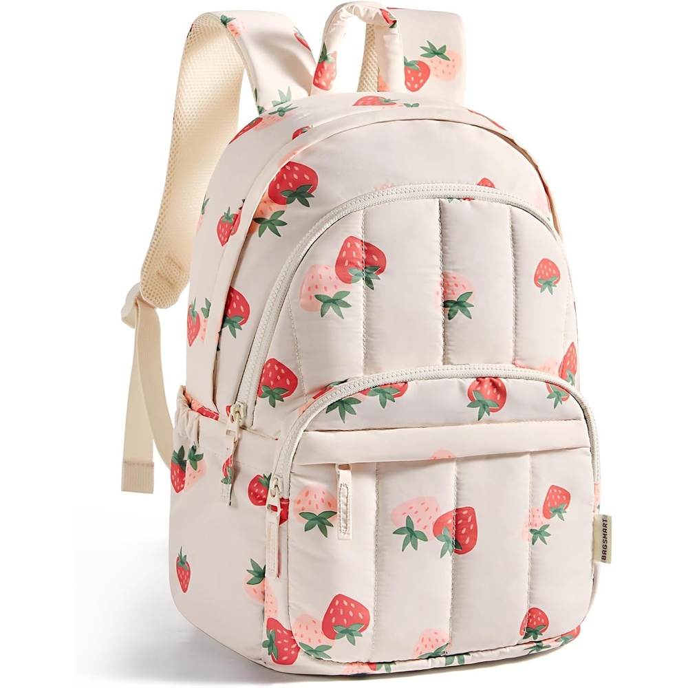 image:imageBAGSMART College Laptop BackpackCute Travel Backpack for WomenQuilted Computer Bookbag16strawberry Print