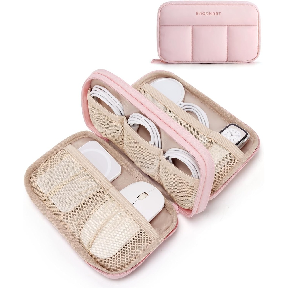 image:imageBAGSMART Electronics Organizer Travel Case for Cords Chargers Phones PinkPink