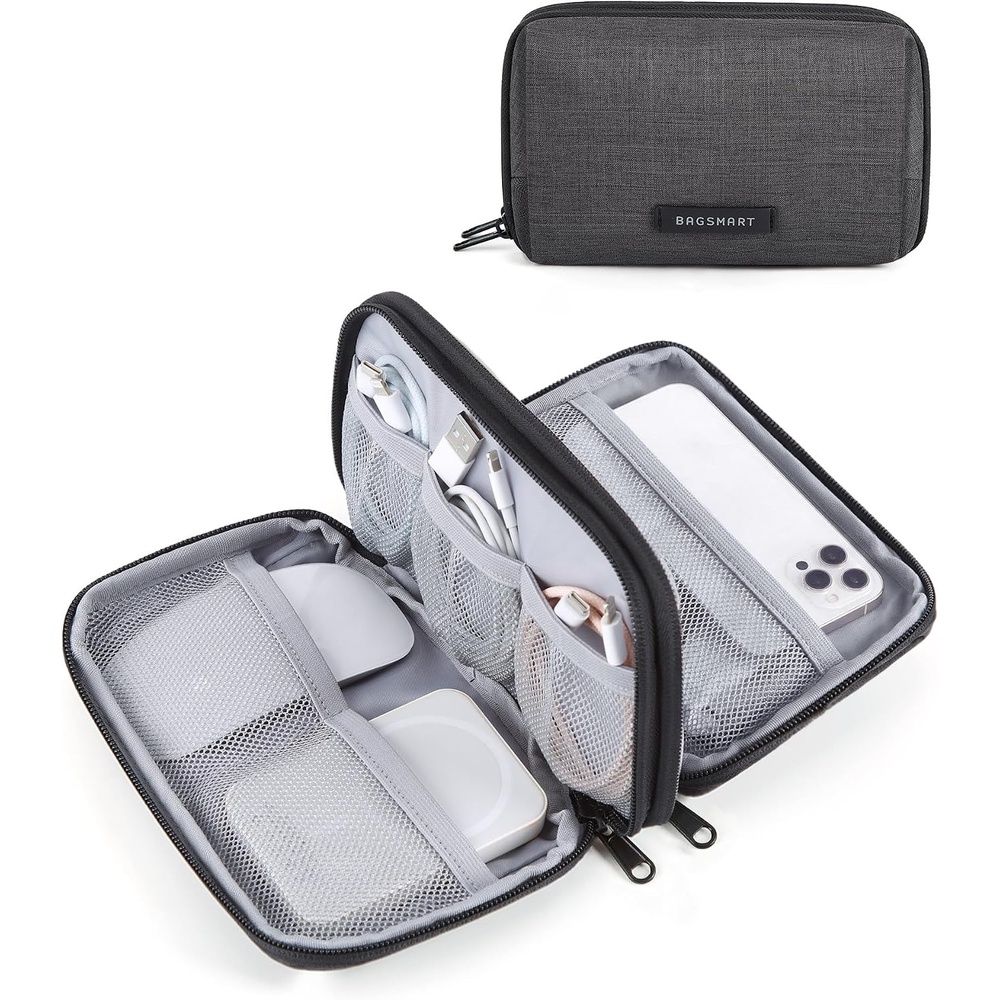 image:imageBAGSMART Electronics Travel Organizer for Cords Zipper Pouch Black01Black