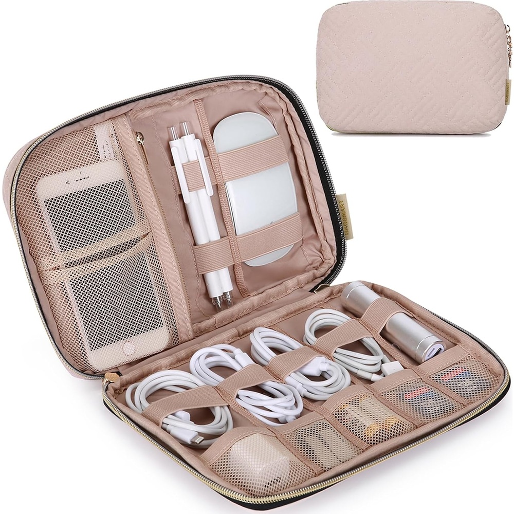 image:imageBAGSMART Large Electronics Travel Organizer Case for Women PinkAPink