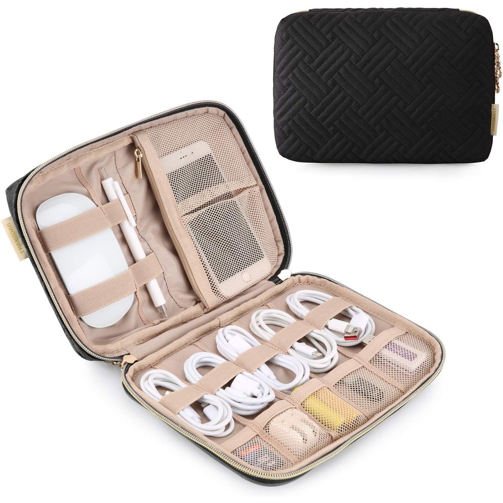 image:imageBAGSMART Large Electronics Travel Organizer Case for Women PinkBBlack
