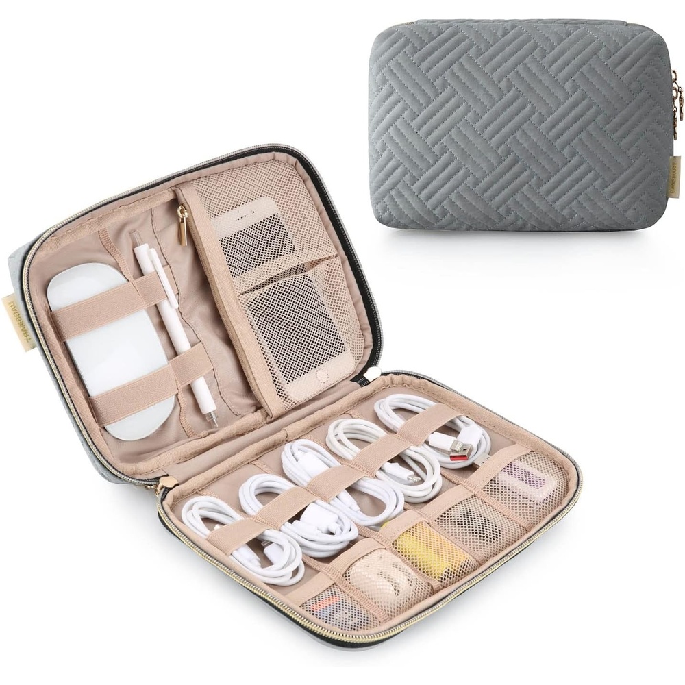 image:imageBAGSMART Large Electronics Travel Organizer Case for Women PinkGGrey