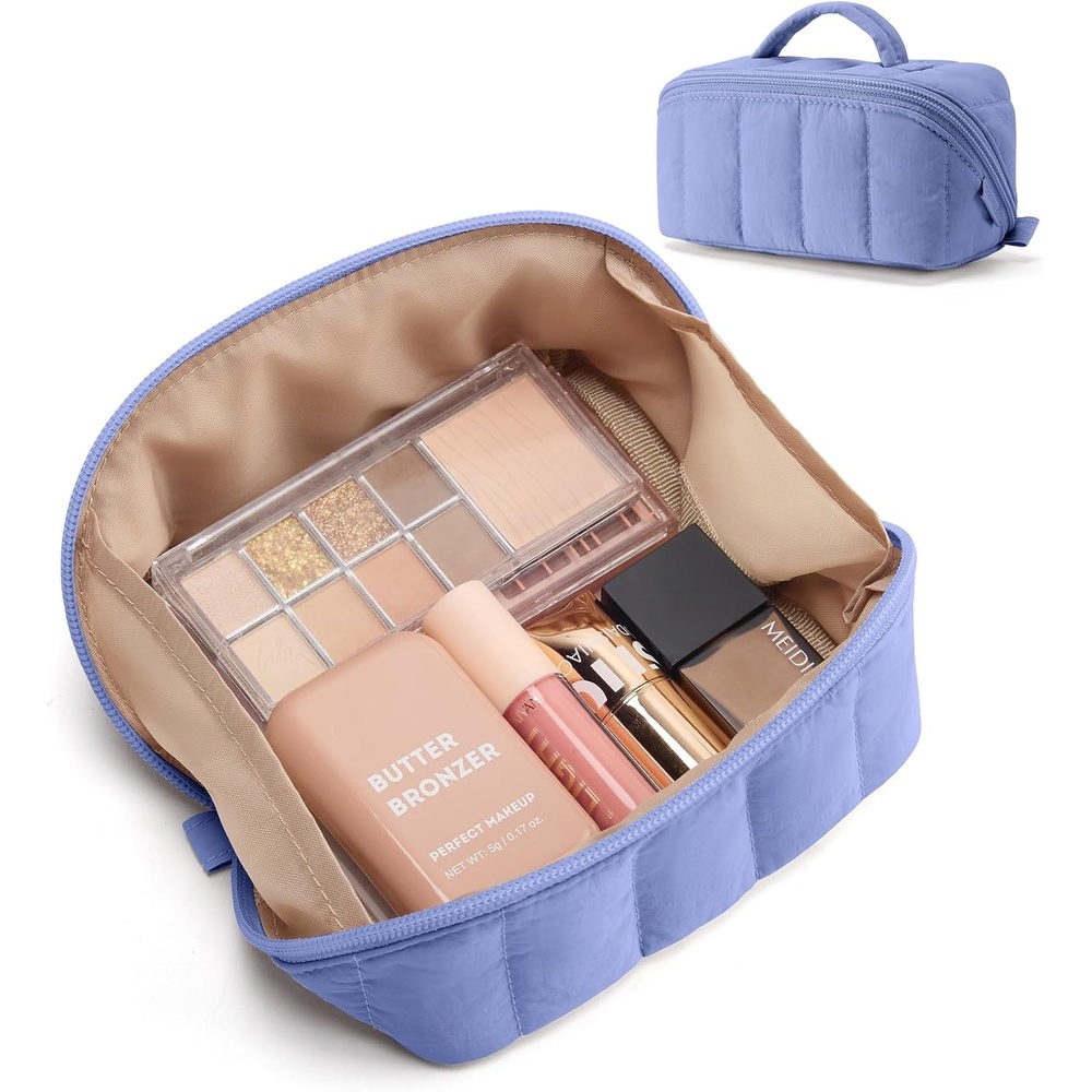 image:imageBAGSMART Makeup Bag Cosmetic Bag Travel Makeup BagWaterresistent Makeup Bags for Women Portable Pouch Open Flat Make Up Organizer Bag for Toiletries Brushes Pink08Lavender Purple