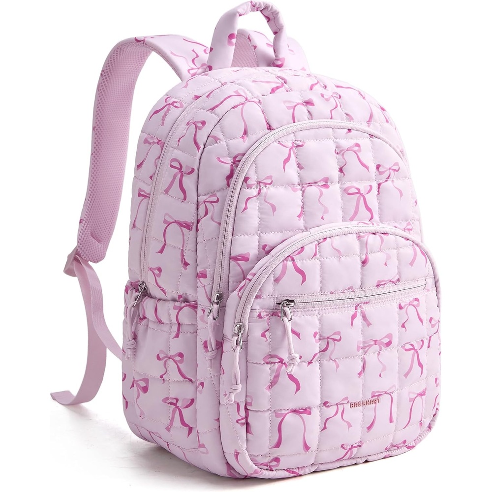 image:imageBAGSMART Travel Backpack for Women 156 College Laptop Backpack BlackPink Bow Print