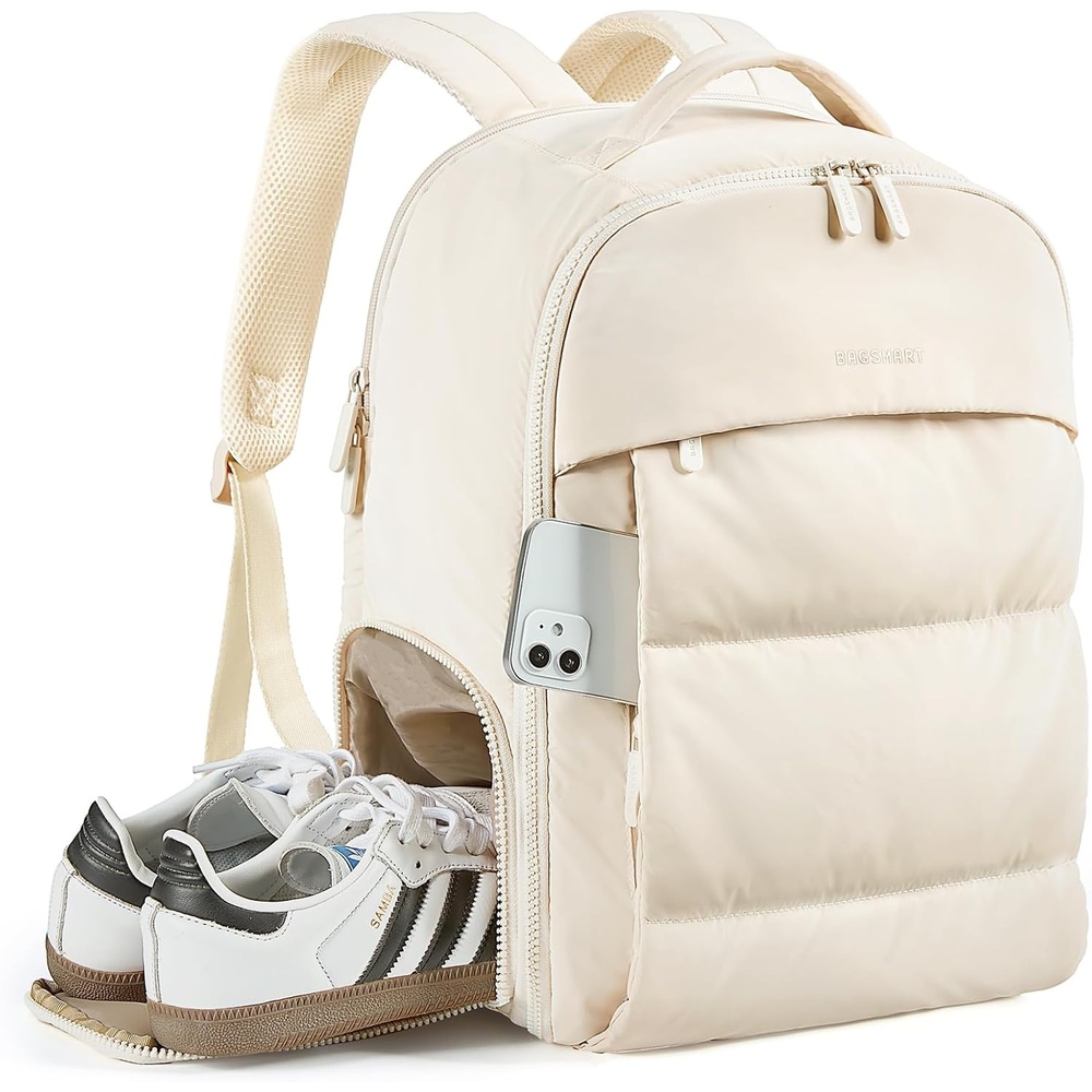 image:imageBAGSMART Travel Backpack for Women Gym Backpack with Shoe CompartmentBeige