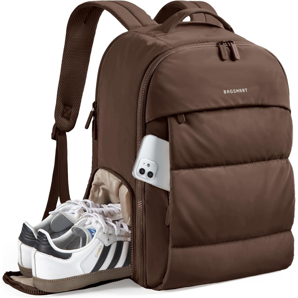 image:imageBAGSMART Travel Backpack for Women Gym Backpack with Shoe CompartmentChocolate