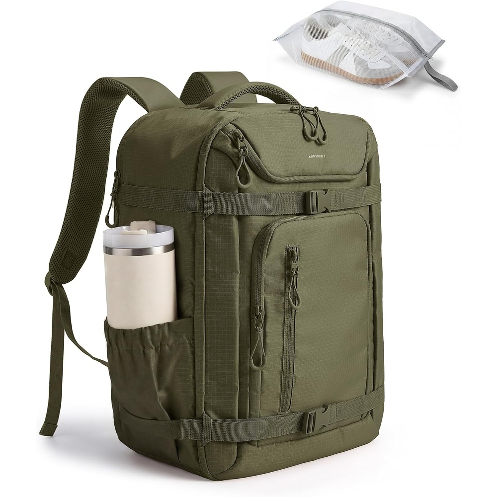 image:imageBAGSMART Travel Backpack for Women amp Men 17Inch Laptop Carry on BackpackOlive Green