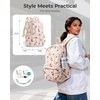 BAGSMART College Laptop Backpack,Cute Travel Backpack for Women,Quilted Computer Bookbag(15-cherry Print)