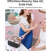 BAGSMART Makeup Bag Cosmetic Bag, Travel Makeup Bag,Water-resistent Makeup Bags for Women Portable Pouch Open Flat Make Up Organizer Bag for Toiletries, Brushes, Pink(03-Light Beige)
