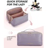 BAGSMART Makeup Bag Cosmetic Bag, Travel Makeup Bag,Water-resistent Makeup Bags for Women Portable Pouch Open Flat Make Up Organizer Bag for Toiletries, Brushes, Pink(A-Purple)