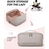 BAGSMART Makeup Bag Cosmetic Bag, Travel Makeup Bag,Water-resistent Makeup Bags for Women Portable Pouch Open Flat Make Up Organizer Bag for Toiletries, Brushes, Pink(21-Tranquil Gray)