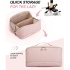 BAGSMART Makeup Bag Cosmetic Bag, Travel Makeup Bag,Water-resistent Makeup Bags for Women Portable Pouch Open Flat Make Up Organizer Bag for Toiletries, Brushes, Pink(26-Pink)