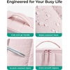 BAGSMART Makeup Bag Cosmetic Bag, Travel Makeup Bag,Water-resistent Makeup Bags for Women Portable Pouch Open Flat Make Up Organizer Bag for Toiletries, Brushes, Pink(07-Greige)