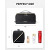 BAGSMART Makeup Bag Cosmetic Bag, Travel Makeup Bag,Water-resistent Makeup Bags for Women Portable Pouch Open Flat Make Up Organizer Bag for Toiletries, Brushes, Pink(Black)