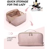 BAGSMART Makeup Bag Cosmetic Bag, Travel Makeup Bag,Water-resistent Makeup Bags for Women Portable Pouch Open Flat Make Up Organizer Bag for Toiletries, Brushes, Pink(Pink)