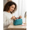 BAGSMART Small Makeup Bag, Puffy Wide-open Zipper Cosmetic Pouch, Pink(01-Teal Blue)