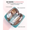BAGSMART Small Makeup Bag, Puffy Wide-open Zipper Cosmetic Pouch, Pink(01-Teal Blue)