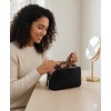 BAGSMART Small Makeup Bag, Puffy Wide-open Zipper Cosmetic Pouch, Pink(Black)