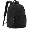 BAGSMART College Laptop Backpack,Cute Travel Backpack for Women,Quilted Computer Bookbag(02-black)