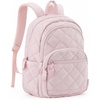 BAGSMART College Laptop Backpack,Cute Travel Backpack for Women,Quilted Computer Bookbag(06-soft Pink)
