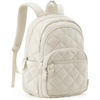 BAGSMART College Laptop Backpack,Cute Travel Backpack for Women,Quilted Computer Bookbag(08-beige)