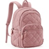 BAGSMART College Laptop Backpack,Cute Travel Backpack for Women,Quilted Computer Bookbag(12-dark Pink)
