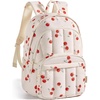 BAGSMART College Laptop Backpack,Cute Travel Backpack for Women,Quilted Computer Bookbag(15-cherry Print)