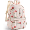 BAGSMART College Laptop Backpack,Cute Travel Backpack for Women,Quilted Computer Bookbag(16-strawberry Print)