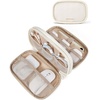 BAGSMART Electronics Organizer Travel Case for Cords Chargers Phones, Black(A-Double Layer Beige)