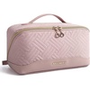BAGSMART Makeup Bag Cosmetic Bag, Travel Makeup Bag,Water-resistent Makeup Bags for Women Portable Pouch Open Flat Make Up Organizer Bag for Toiletries, Brushes, Pink(Pink)