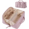 BAGSMART Makeup Bag Cosmetic Bag, Travel Makeup Bag,Water-resistent Makeup Bags for Women Portable Pouch Open Flat Make Up Organizer Bag for Toiletries, Brushes, Pink(14-Mist Purple)