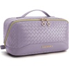 BAGSMART Makeup Bag Cosmetic Bag, Travel Makeup Bag,Water-resistent Makeup Bags for Women Portable Pouch Open Flat Make Up Organizer Bag for Toiletries, Brushes, Pink(A-Purple)