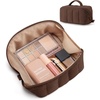 BAGSMART Makeup Bag Cosmetic Bag, Travel Makeup Bag,Water-resistent Makeup Bags for Women Portable Pouch Open Flat Make Up Organizer Bag for Toiletries, Brushes, Pink(07-Chocolate Brown)