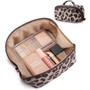BAGSMART Makeup Bag Cosmetic Bag, Travel Makeup Bag,Water-resistent Makeup Bags for Women Portable Pouch Open Flat Make Up Organizer Bag for Toiletries, Brushes, Pink(09-Leopard)