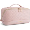 BAGSMART Makeup Bag Cosmetic Bag, Travel Makeup Bag,Water-resistent Makeup Bags for Women Portable Pouch Open Flat Make Up Organizer Bag for Toiletries, Brushes, Pink(26-Pink)