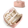 BAGSMART Makeup Bag Travel Cosmetic Bag,Women Toiletry Case, Classic Brown(04- Nude Pink)