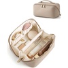 BAGSMART Makeup Bag Travel Cosmetic Bag,Women Toiletry Case, Classic Brown(05- Camel)